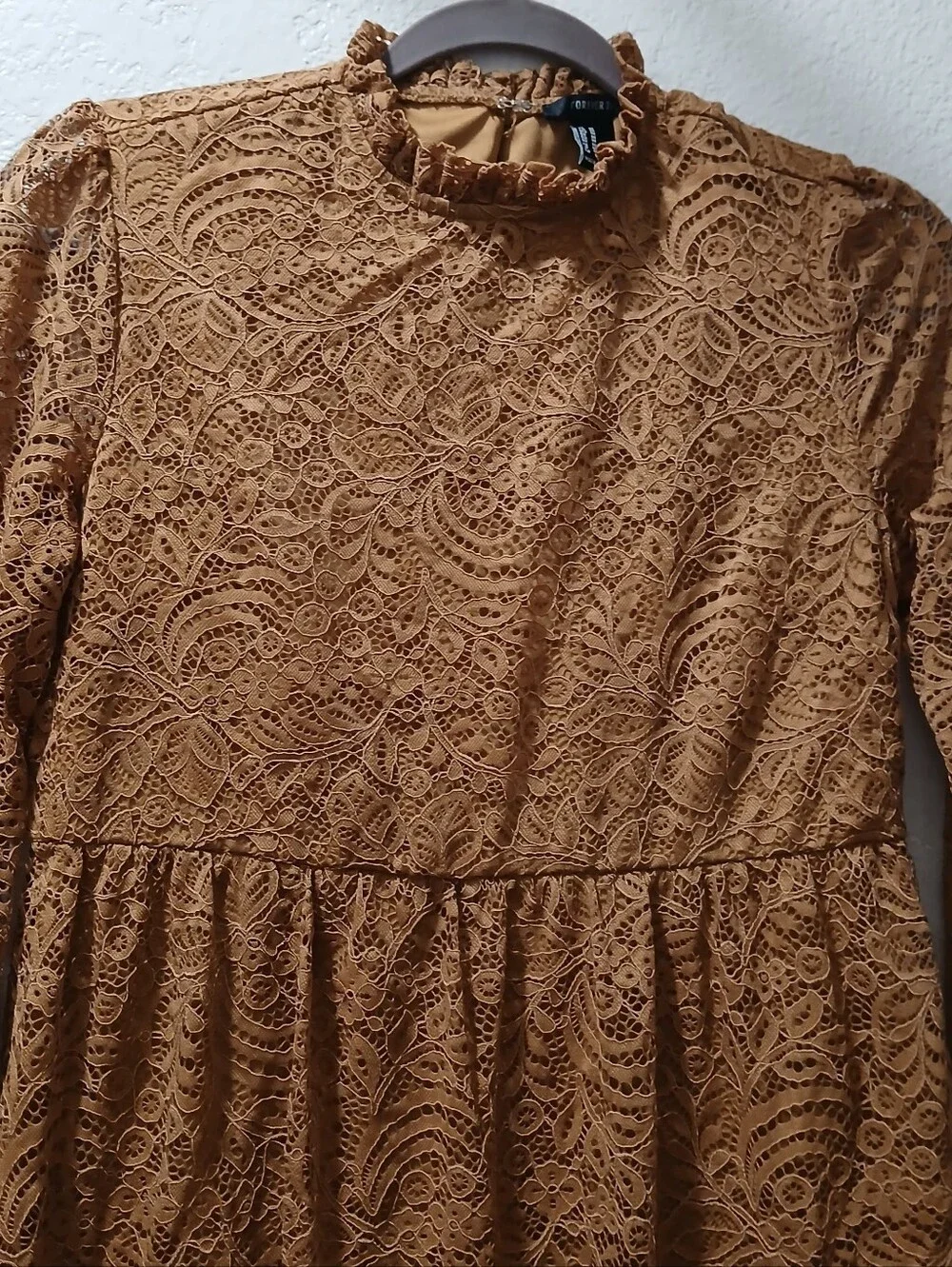 Forever 21 new M Mustard Lace Ruffle Mini Dress